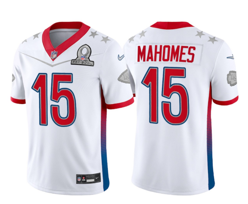 Men’s Kansas City Chiefs #15 Patrick Mahomes White 2022 Pro Bowl Vapor Untouchable Stitched Limited Jersey