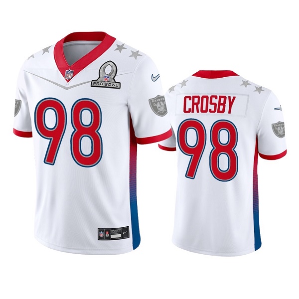 Men’s Las Vegas Raiders #98 Maxx Crosby 2022 White Pro Bowl Stitched Jersey