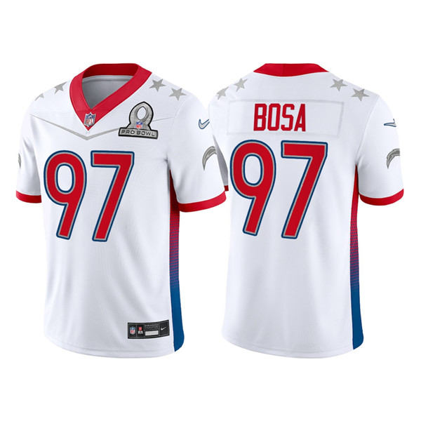 Men’s Los Angeles Chargers #97 Joey Bosa 2022 White AFC Pro Bowl Stitched Jersey