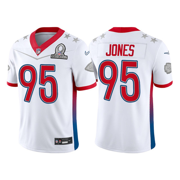 Men’s Kansas City Chiefs #95 Chris Jones 2022 White Pro Bowl Stitched Jersey
