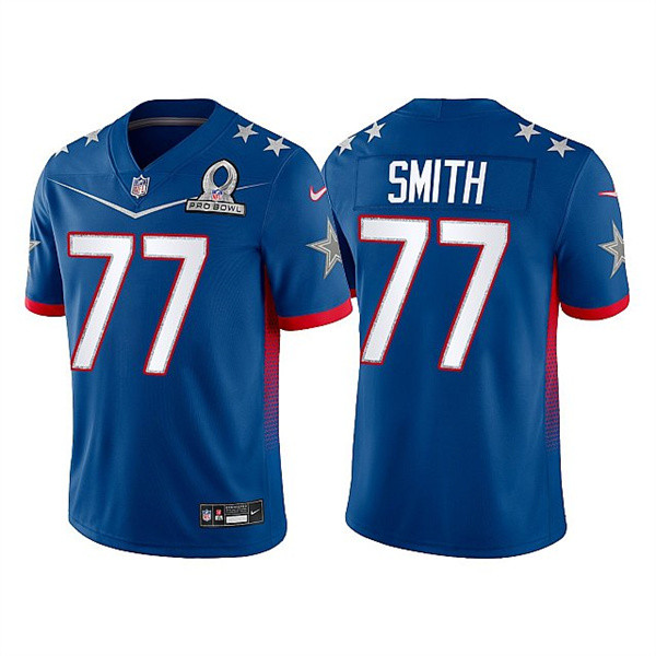 Men’s Dallas Cowboys #77 Tyron Smith 2022 Royal NFC Pro Bowl Stitched Jersey