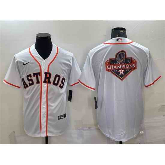 Men Houston Astros White 2022 World Series Champions Team Big Logo Cool Base Stitched Jersey