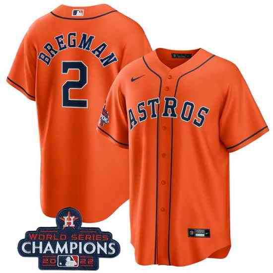 Youth Houston Astros #2 Alex Bregman Orange 2022 World Series Champions Stitched BaseballJersey
