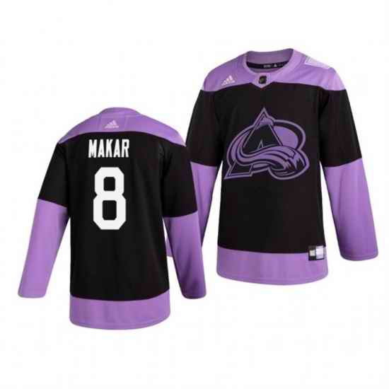 Men Colorado Avalanche #8 Cale Makar Black Purple Stitched Jersey