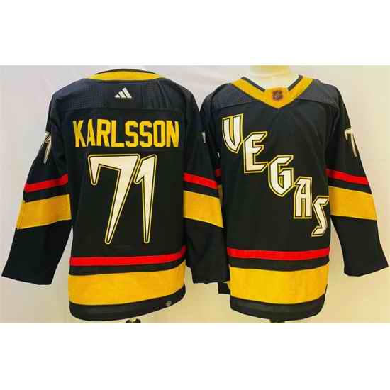 Men Vegas Golden Knights 71 William Karlsson Black 2022 #23 Reverse Retro Stitched Jersey