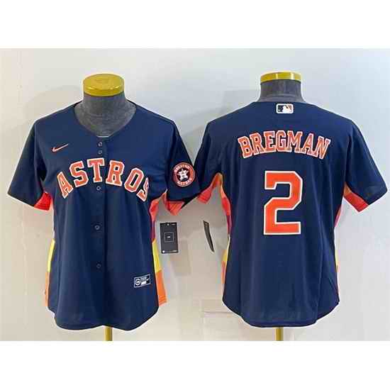 Women Houston Astros #2 Alex Bregman Navy With Patch Cool Base Stitched Baseball Jerseys