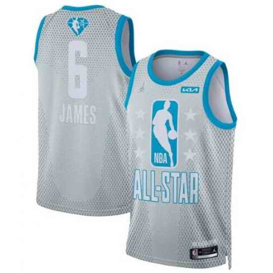 Men 2022 All Star #6 Lebron James Gray Stitched Basketball Jersey
