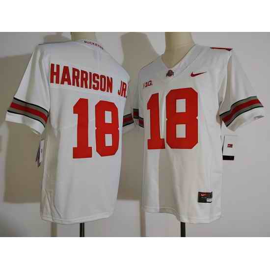 Men Ohio State Buckeyes #18 Marvin Harrison Jr. white College Football Jersey