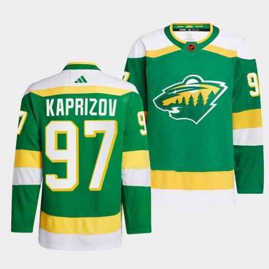 Men Minnesota Wild 97 Kirill Kaprizov Green 2022 #23 Reverse Retro Stitched Jersey