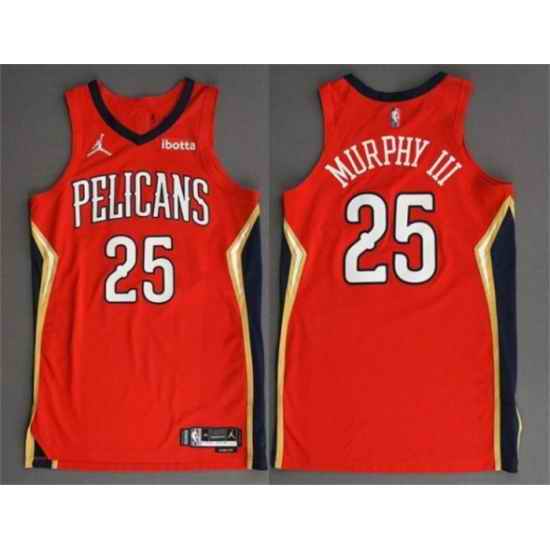 Men New Orleans Pelicans #25 Trey Murphy III 2022 Red Statement Edition Stitched Jersey