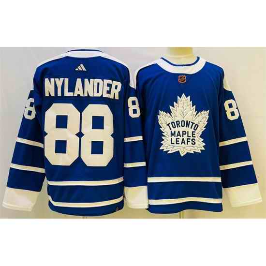 Men Toronto Maple Leafs 88 William Nylander Blue 2022 #23 Reverse Retro Stitched Jersey