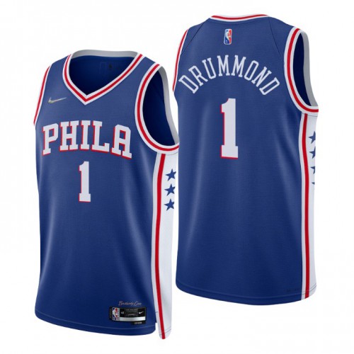 Nike Philadelphia 76ers #1 Andre Drummond Royal Men’s 2021-22 NBA 75th Anniversary Diamond Swingman Jersey – Icon Edition Men’s