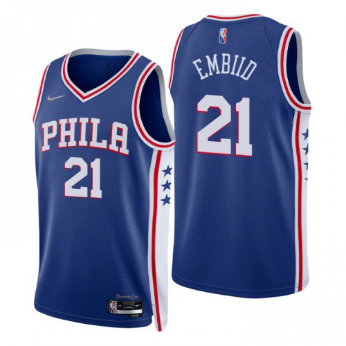 Nike Philadelphia 76ers #21 Joel Embiid Royal Men’s 2021-22 NBA 75th Anniversary Diamond Swingman Jersey – Icon Edition Men’s