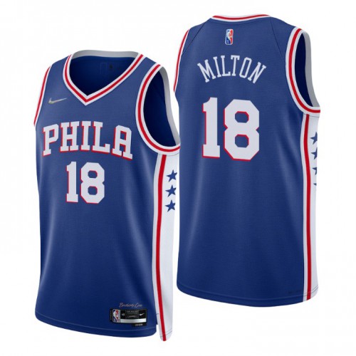 Nike Philadelphia 76ers #18 Shake Milton Royal Men’s 2021-22 NBA 75th Anniversary Diamond Swingman Jersey – Icon Edition Men’s
