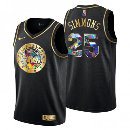 Philadelphia Philadelphia 76ers #25 Ben Simmons Men’s Golden Edition Diamond Logo 2021/22 Swingman Jersey – Black Men’s