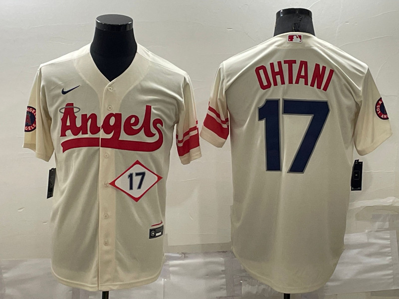 Angels #17 Shohei Ohtani Cream 2022 City Connect Cool Base Jersey