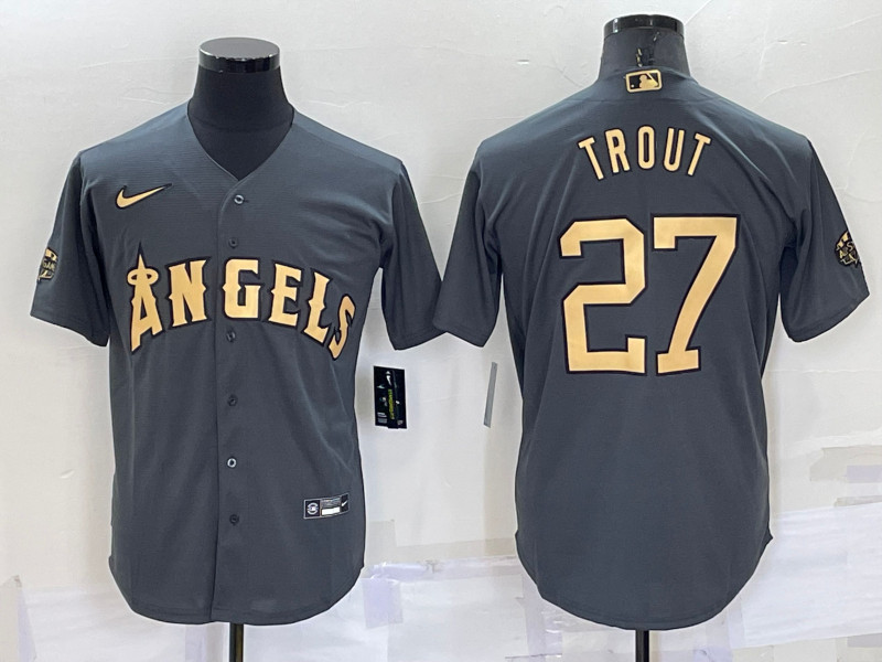 Angels #27 Mike Trout Charcoal Nike 2022 MLB All Star Cool Base Jersey