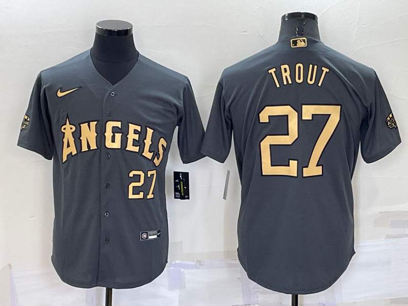 Angels #27 Mike Trout Charcoal Nike 2022 MLB All Star Cool Base Jerseys