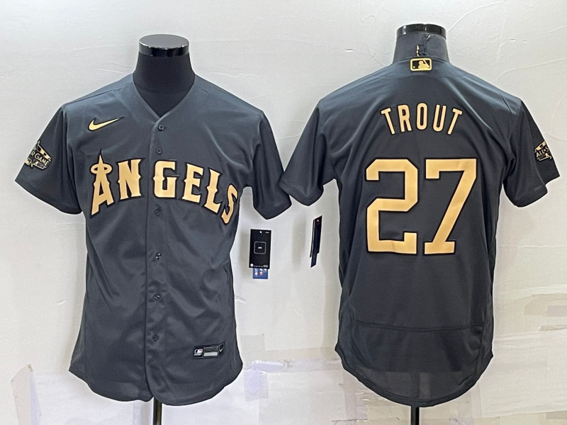 Angels #27 Mike Trout Charcoal Nike 2022 MLB All Star Flexbase Jerseys