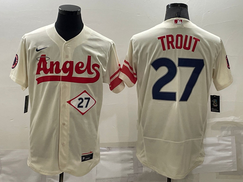 Angels #27 Mike Trout Cream 2022 City Connect Flexbase Jersey