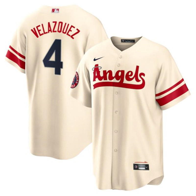 Angels #4 Andrew Velazquez Cream 2022 City Connect Cool Base Jersey