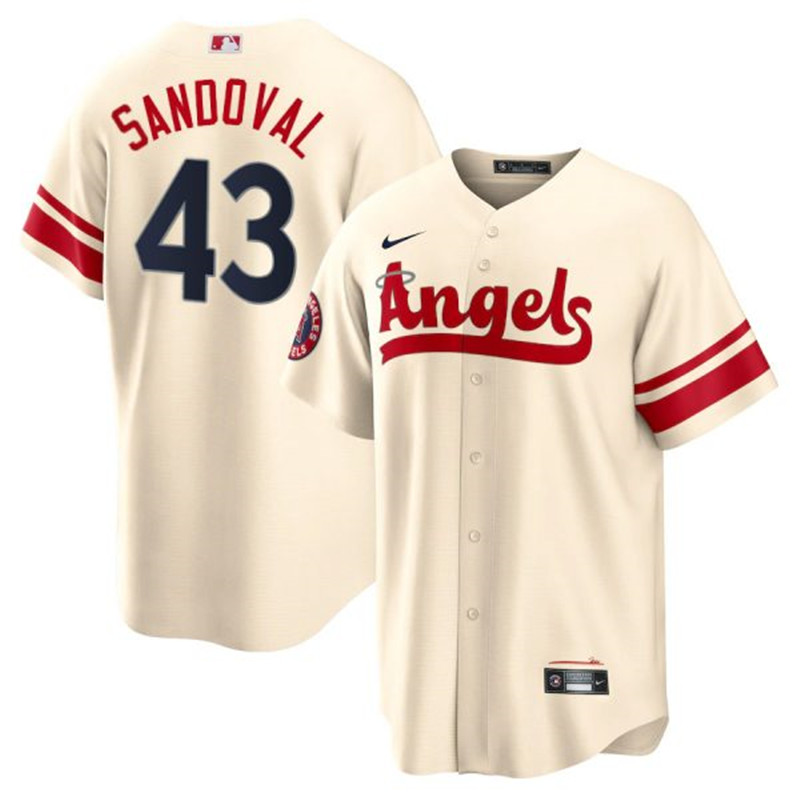 Angels #43 Patrick Sandoval Cream 2022 City Connect Cool Base Jersey