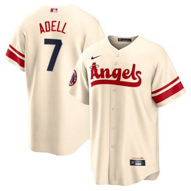 Angels #7 Jo Adell Cream 2022 City Connect Cool Base Jersey