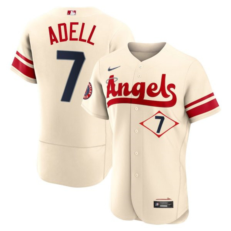 Angels #7 Jo Adell Cream 2022 City Connect Flexbase Jersey