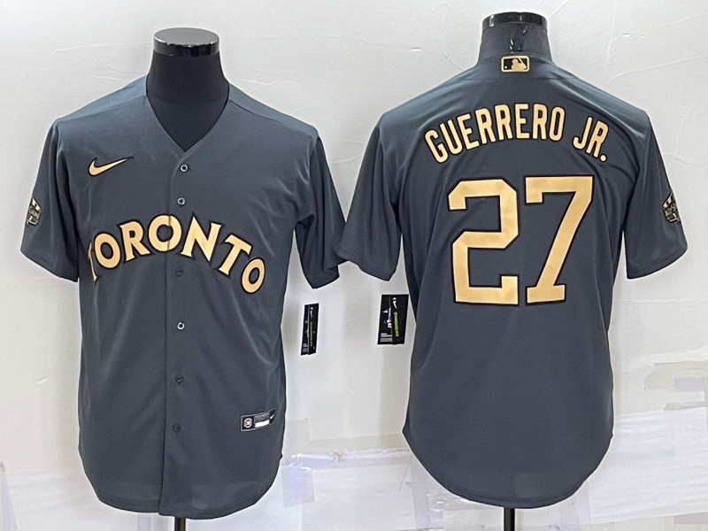 Blue Jays #27 Vladimir Guerrero Jr. Charcoal Nike 2022 MLB All Star Cool Base Jersey