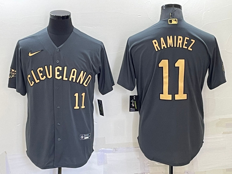 Indians #11 Jose Ramirez Charcoal Nike 2022 MLB All Star Cool Base Jerseys