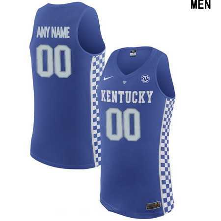 Men's Kentucky Wildcats Custom College Basketball Royal Blue Nike Elite Jersey