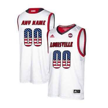 Men's Louisville Cardinals Customized White USA Flag College Basketball Jersey
