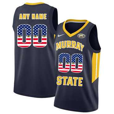 Men's Murray State Racers Customized Navy USA Flag College Basketball Jersey