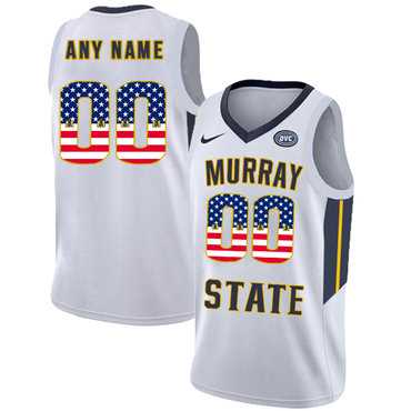 Men's Murray State Racers Customized White USA Flag College Basketball Jersey