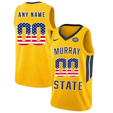 Men's Murray State Racers Customized Yellow USA Flag College Basketball Jersey