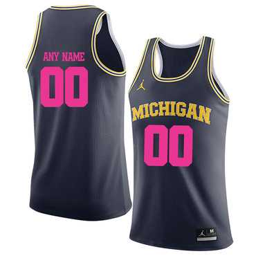 Men's University Of Michigan Navy 2018 Breast Cancer Awareness Customized College Basketball Jersey