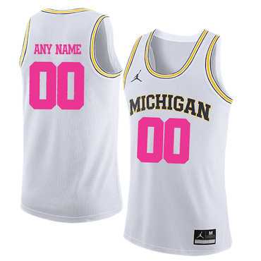 Men's University Of Michigan White 2018 Breast Cancer Awareness Customized College Basketball Jersey