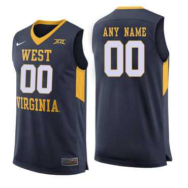 Men's West Virginia Mountaineers Navy Customized College Basketball Jersey