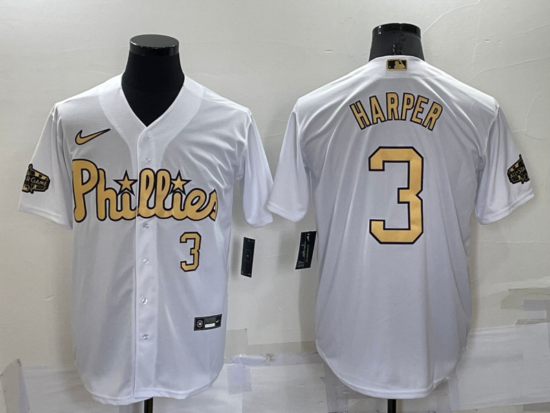 Phillies #3 Bryce Harper White Nike 2022 MLB All Star Cool Base Jersey
