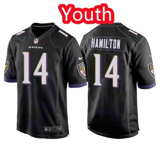 Youth Baltimore Ravens #14 Kyle Hamilton Black Jersey