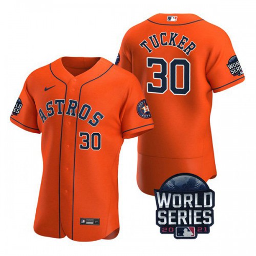 Houston Houston Astros #30 Kyle Tucker Men’s Nike 150th Anniversary 2021 World Series Authentic MLB Jersey – Orange Men’s