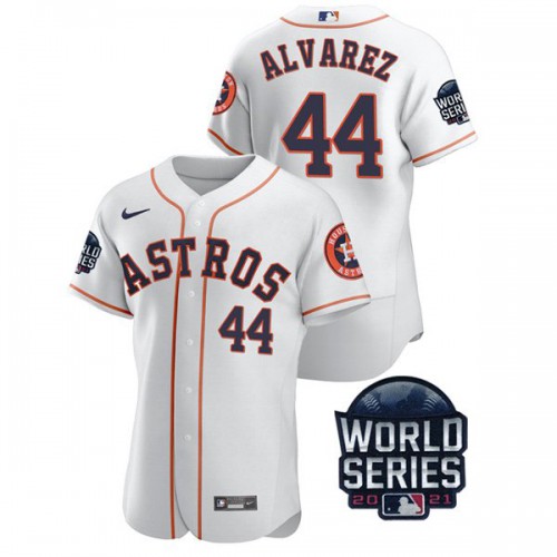 Houston Houston Astros #44 Yordan Alvarez Men’s Nike 150th Anniversary 2021 World Series Authentic MLB Jersey – White Men’s