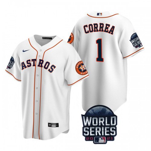 Houston Houston Astros #1 Carlos Correa Men’s Nike 150th Anniversary 2021 World Series Game MLB Jersey – White Men’s