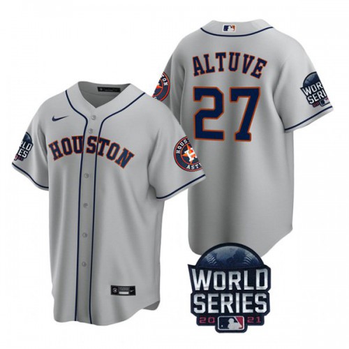 Houston Houston Astros #27 Jose Altuve Men’s Nike 150th Anniversary 2021 World Series Game MLB Jersey – Gray Men’s