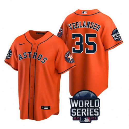 Houston Houston Astros #35 Justin Verlander Men’s Nike 150th Anniversary 2021 World Series Game MLB Jersey – Orange Men’s
