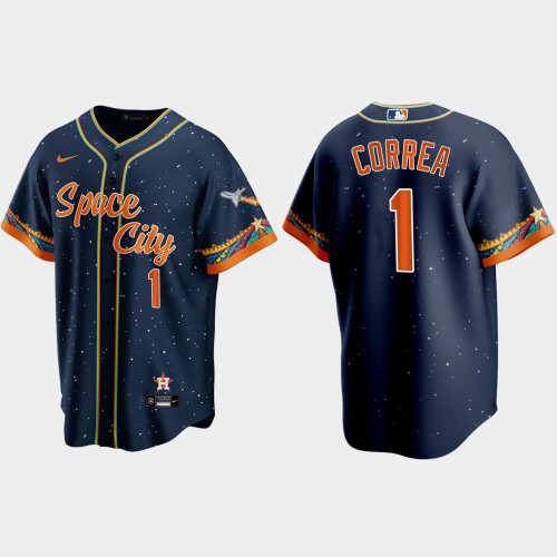 Houston Houston Astros #1 Carlos Correa Navy Men’s Nike 2021 City Connect Replica MLB Jersey Men’s