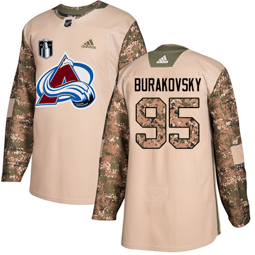 Adidas Colorado Avalanche #95 Andre Burakovsky Camo Authentic 2022 Stanley Cup Final Patch Veterans Day Stitched NHL Jersey Men’s