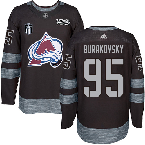 Adidas Colorado Avalanche #95 Andre Burakovsky Black 2022 Stanley Cup Final Patch 100th Anniversary Stitched NHL Jersey Men’s