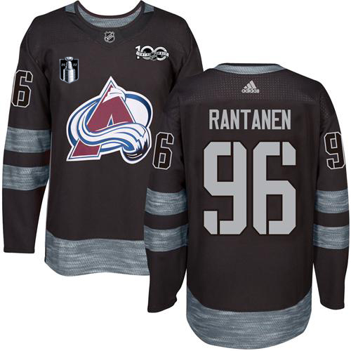 Adidas Colorado Avalanche #96 Mikko Rantanen Black 2022 Stanley Cup Final Patch 100th Anniversary Stitched NHL Jersey Men’s