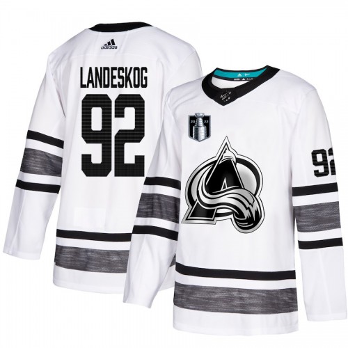 Adidas Colorado Avalanche #92 Gabriel Landeskog White Authentic 2022 Stanley Cup Final Patch All-Star Stitched NHL Jersey Men’s